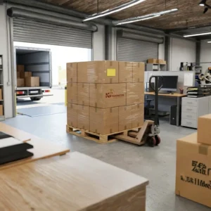 Home International cargo shipment prepared for delivery