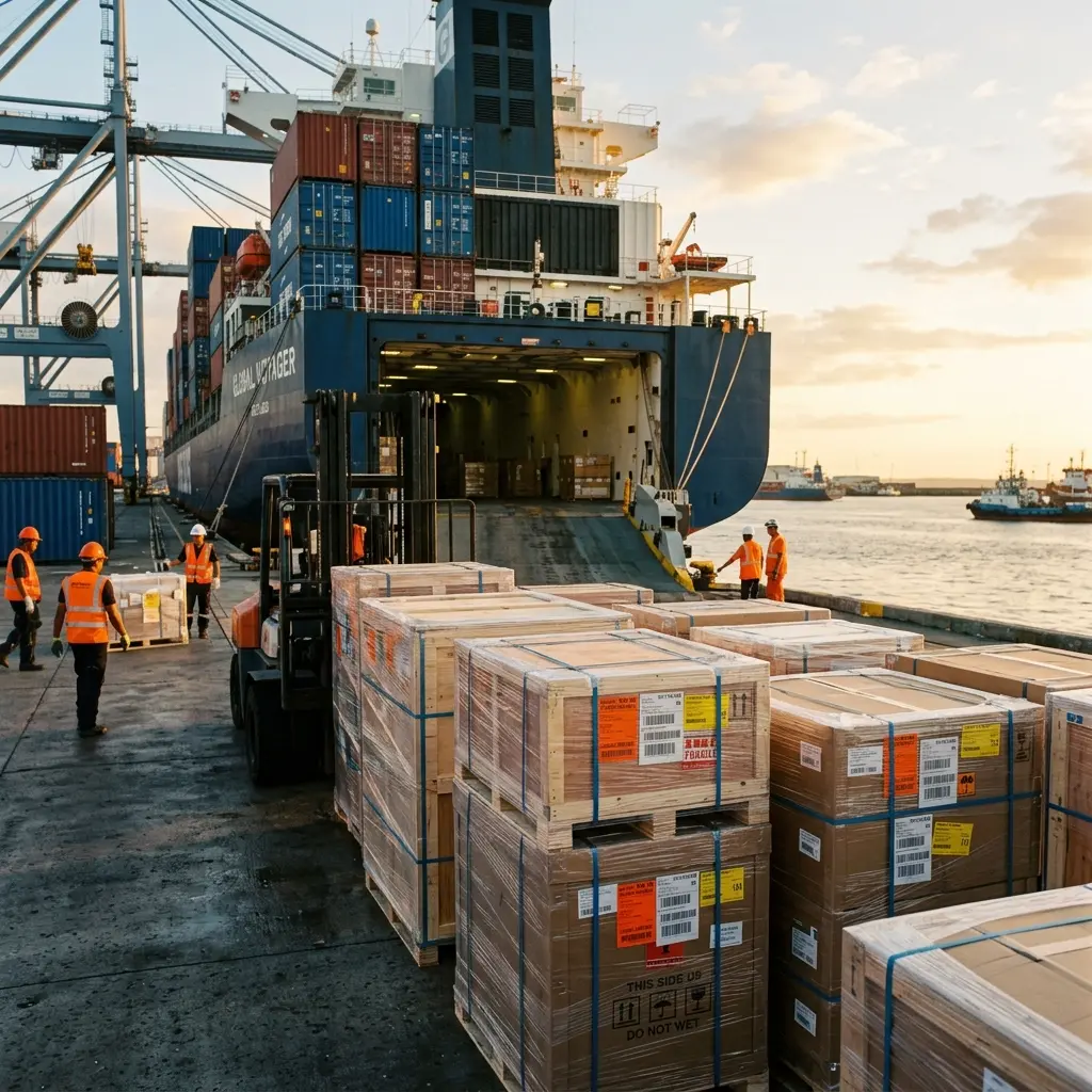 Packages ready to be shipped by boat